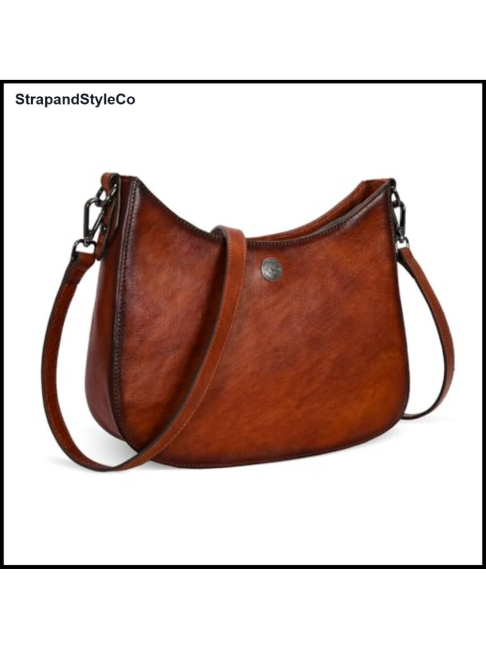 Genuine Leather Crescent Crossbody Shoulder Bag Half Moon Purse